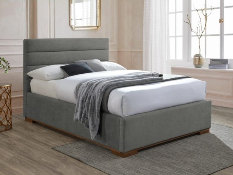 Time Living Mayfair 5ft Kingsize Light Grey Fabric Ottoman Bed Frame