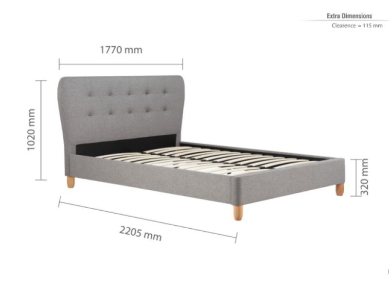 Birlea Stockholm 5ft Kingsize Grey Fabric Bed Frame