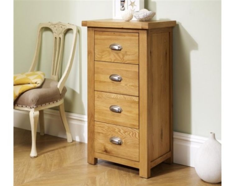 Birlea Woburn Oak 4 Drawer Narrow Chest