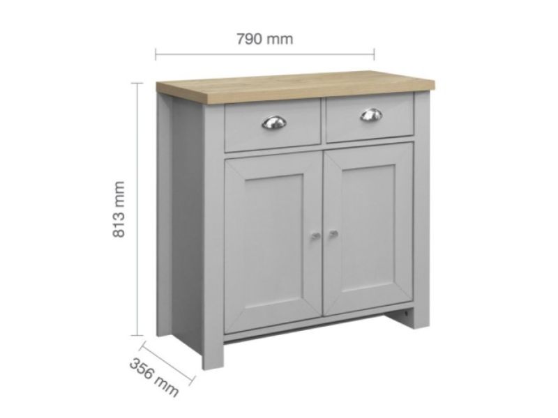 Birlea Highgate Grey And Oak Finish 2 Drawer 2 Door Sideboard