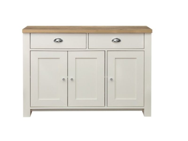 Birlea Highgate Cream And Oak Finish 2 Drawer 3 Door Sideboard