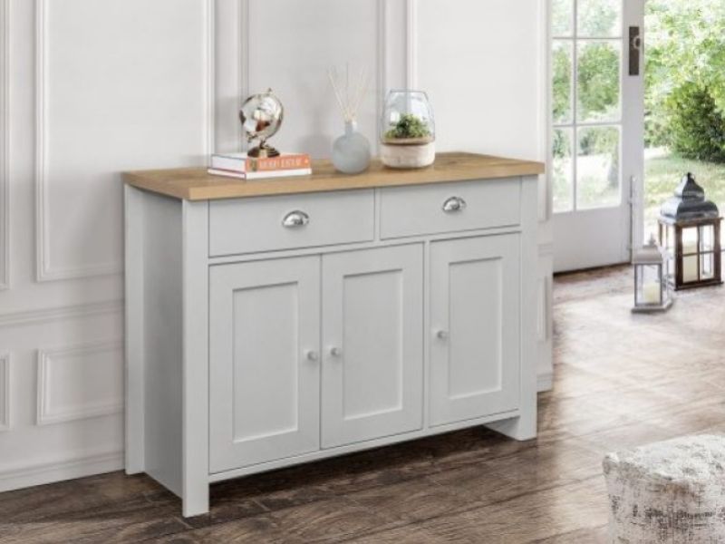 Birlea Highgate Grey And Oak Finish 2 Drawer 3 Door Sideboard