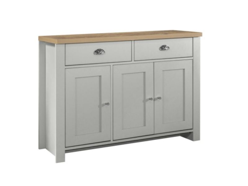 Birlea Highgate Grey And Oak Finish 2 Drawer 3 Door Sideboard