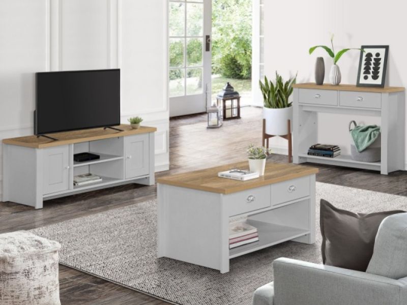 Birlea Highgate Grey And Oak Finish 2 Drawer Console Table