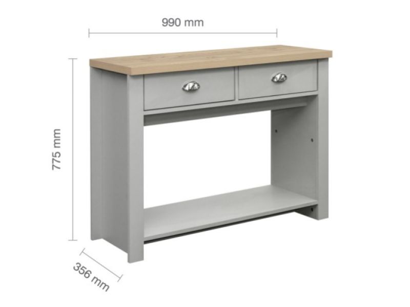 Birlea Highgate Grey And Oak Finish 2 Drawer Console Table