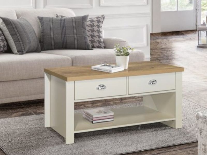 Birlea Highgate Cream And Oak Finish 2 Drawer Coffee Table