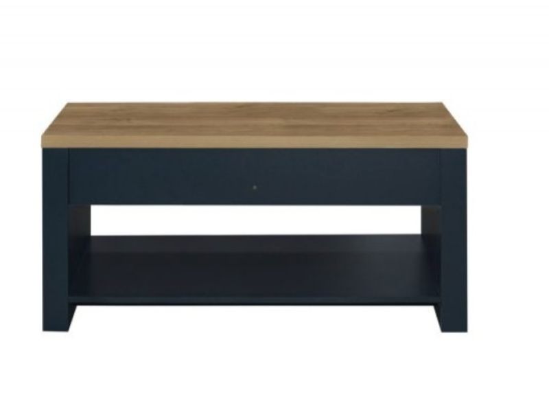 Birlea Highgate Navy Blue And Oak Finish 2 Drawer Coffee Table