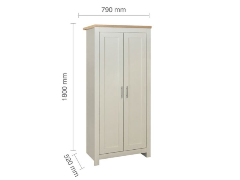 Birlea Highgate Cream And Oak Finish 2 Door Wardrobe