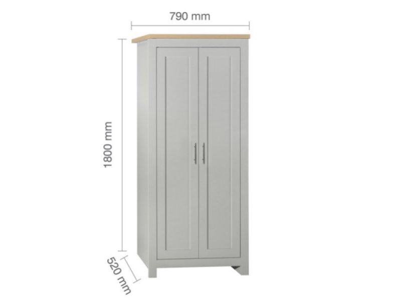 Birlea Highgate Grey And Oak Finish 2 Door Wardrobe