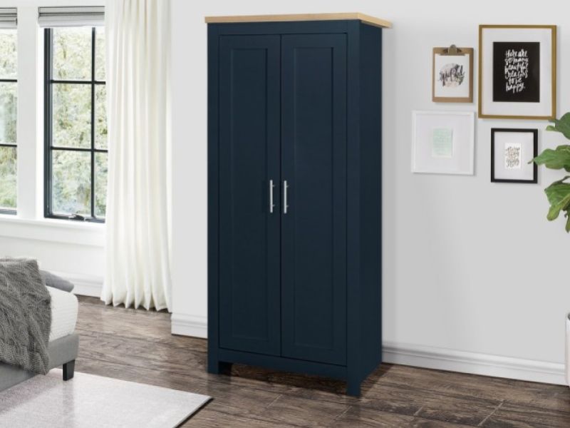 Birlea Highgate Navy Blue And Oak Finish 2 Door Wardrobe