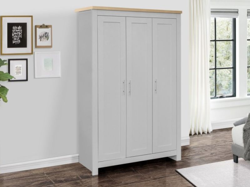 Birlea Highgate Grey And Oak Finish 3 Door Wardrobe