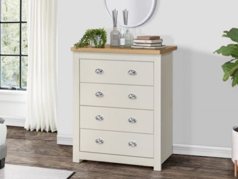 Birlea Highgate Cream And Oak Finish 4 Drawer Chest