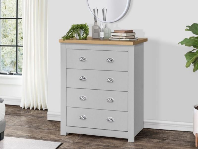 Birlea Highgate Grey And Oak Finish 4 Drawer Chest