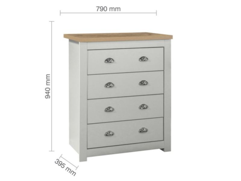 Birlea Highgate Grey And Oak Finish 4 Drawer Chest