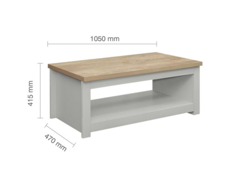 Birlea Highgate Grey And Oak Finish Coffee Table