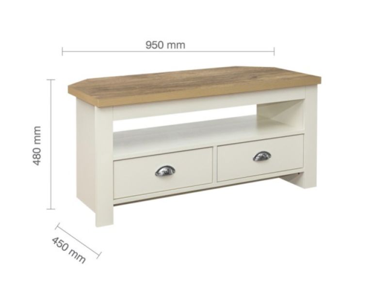 Birlea Highgate Cream And Oak Finish Corner TV Unit