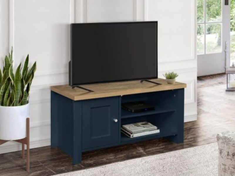 Birlea Highgate Navy Blue And Oak Finish Small TV Unit