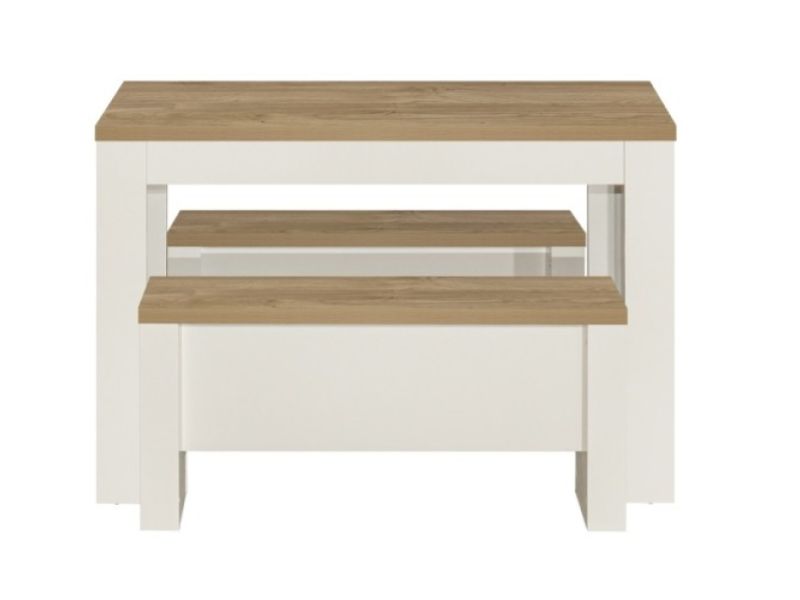 Birlea Highgate Cream And Oak Finish Dining Table And Bench Set