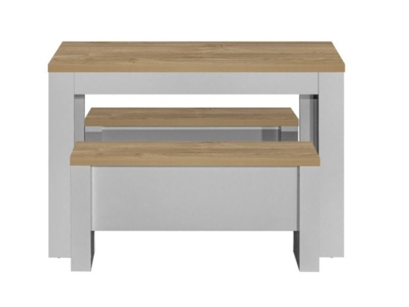 Birlea Highgate Grey And Oak Finish Dining Table And Bench Set