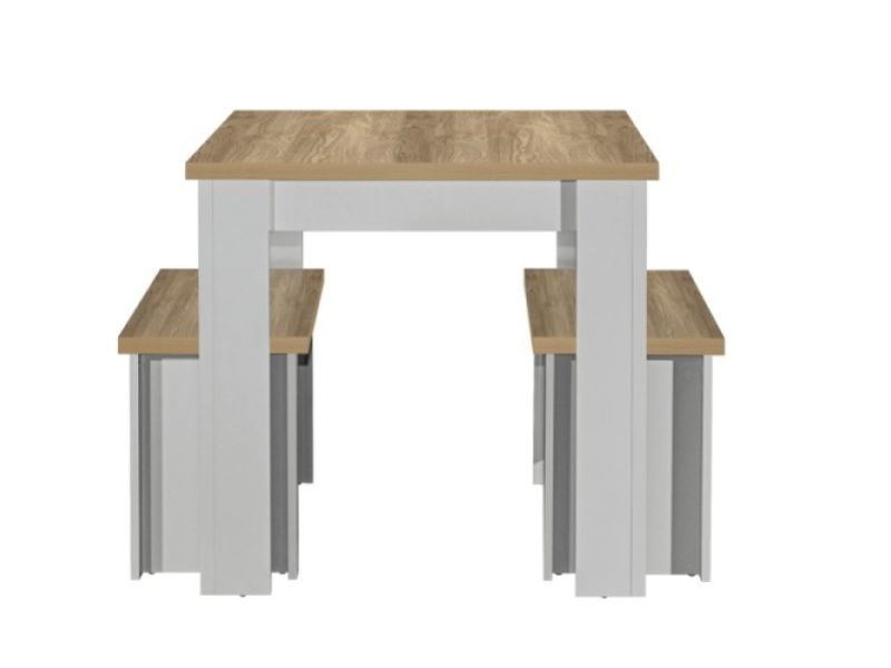 Birlea Highgate Grey And Oak Finish Dining Table And Bench Set