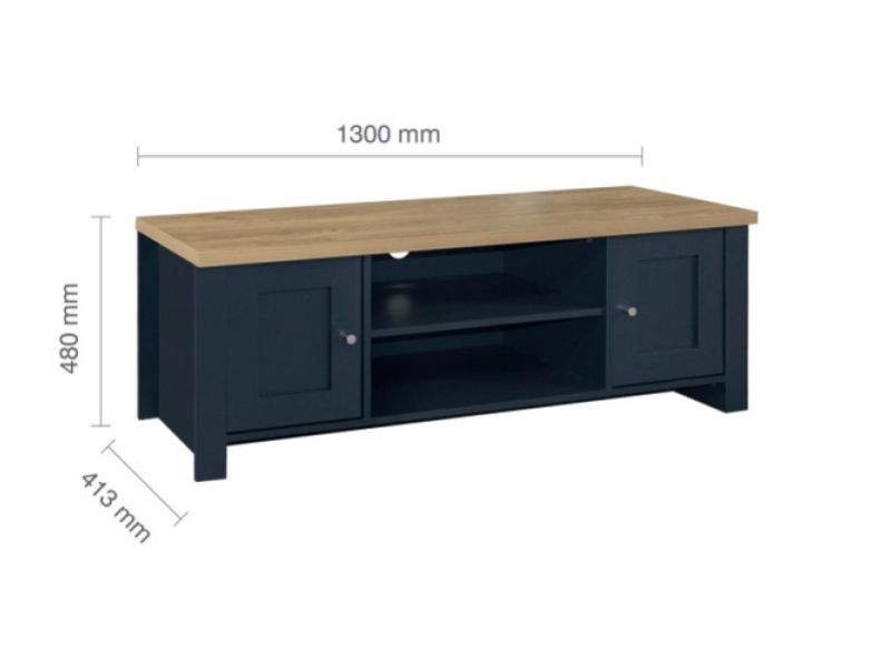 Birlea Highgate Navy Blue And Oak Finish Large TV Unit