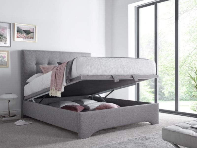 Kaydian Langley 4ft6 Double Light Grey Fabric Ottoman Storage Bed