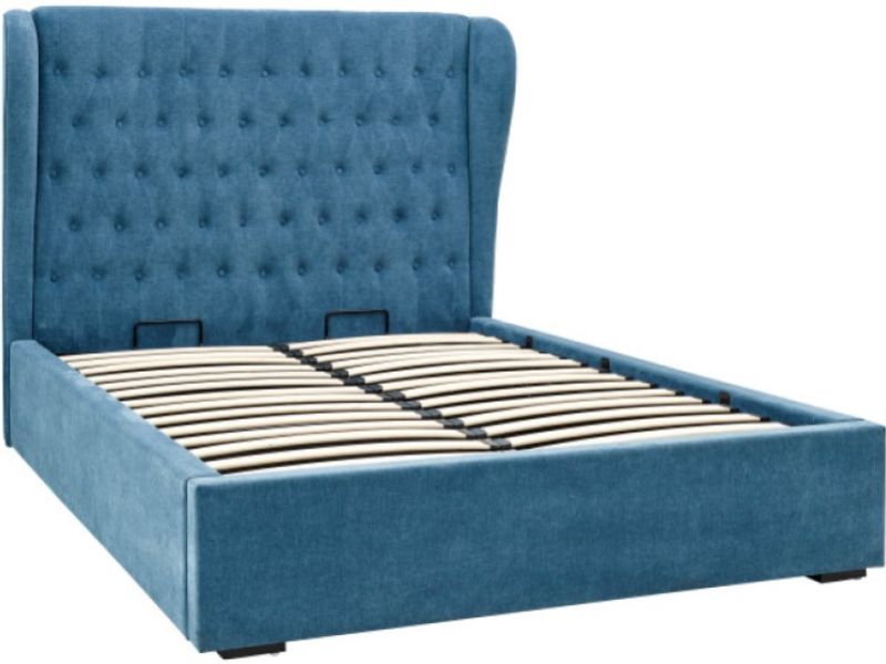 GFW Dakota 5ft Kingsize Teal Upholstered Fabric Ottoman Bed Frame