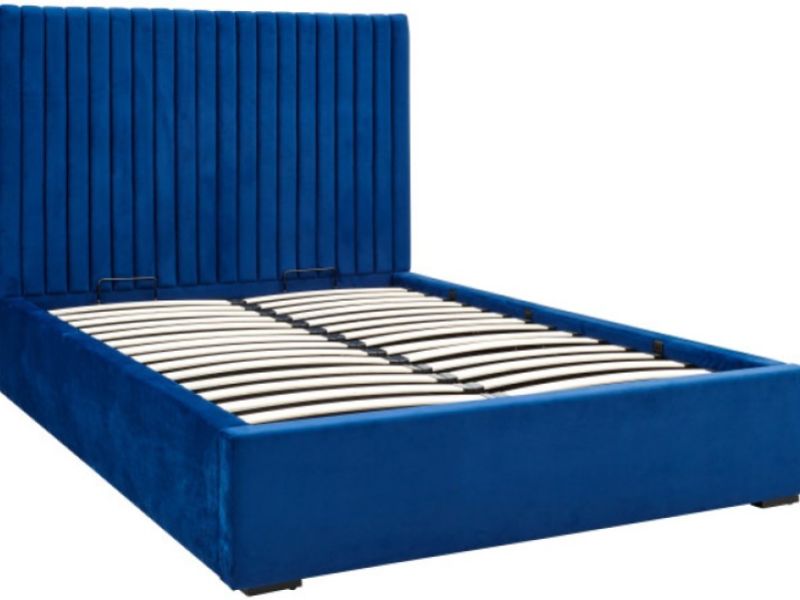 GFW Milazzo 5ft Kingsize Royal Blue Fabric Ottoman Bed Frame