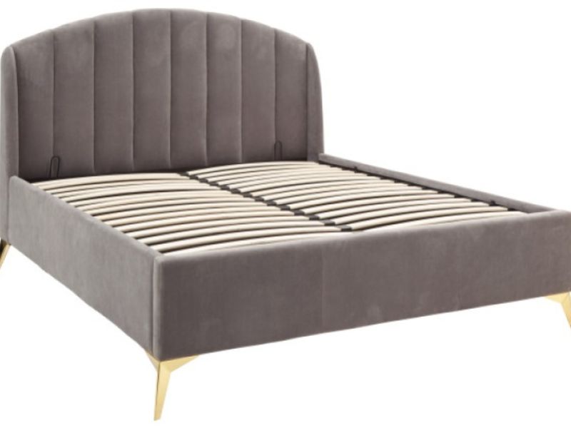 GFW Pettine 4ft6 Double Grey Fabric Ottoman Bed Frame
