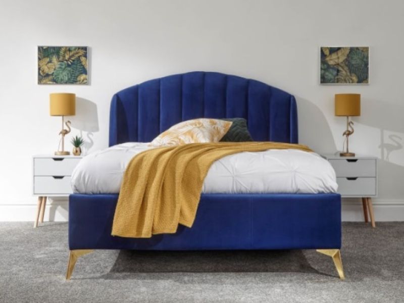 GFW Pettine 4ft6 Double Royal Blue Fabric Ottoman Bed Frame