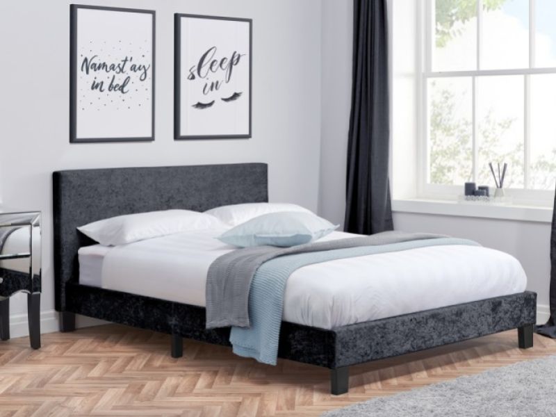 Birlea Berlin 4ft Small Double Black Crushed Velvet Fabric Bed Frame