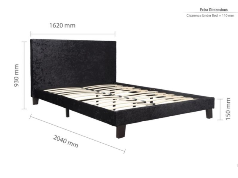 Birlea Berlin 5ft Kingsize Black Crushed Velvet Fabric Bed Frame