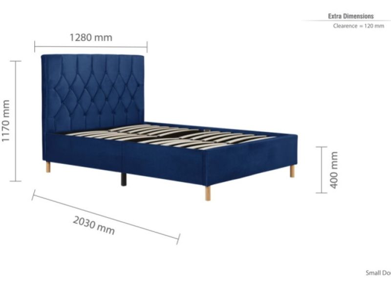 Birlea Loxley 4ft Small Double Blue Fabric Bed Frame