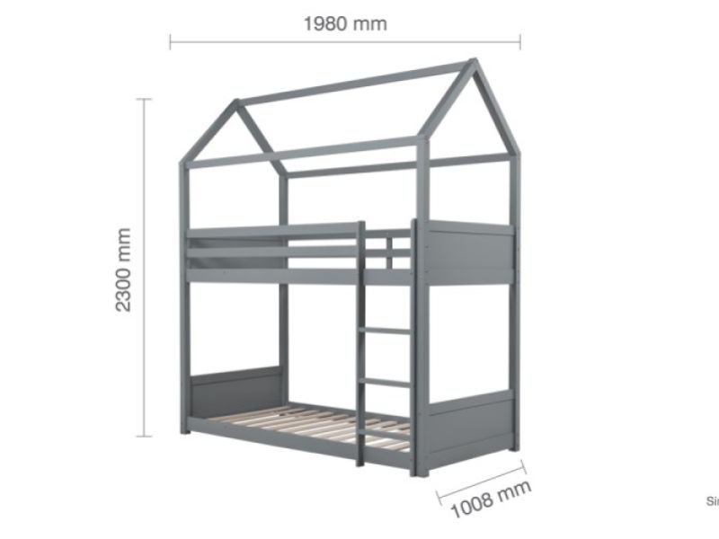 Birlea Home 3ft Single Grey Wooden Bunk Bed