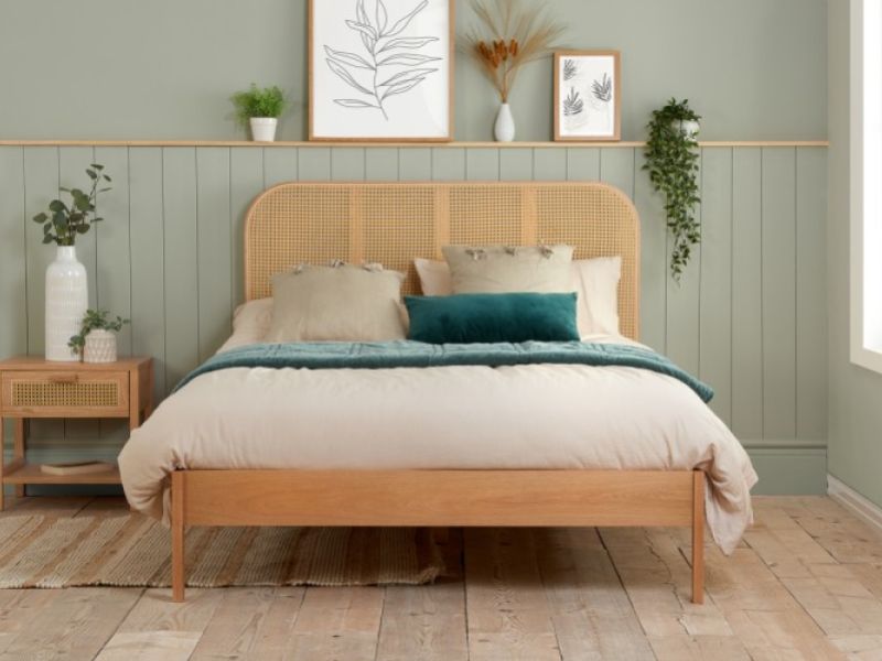 Birlea Margot Oak And Rattan 4ft6 Double Bed Frame