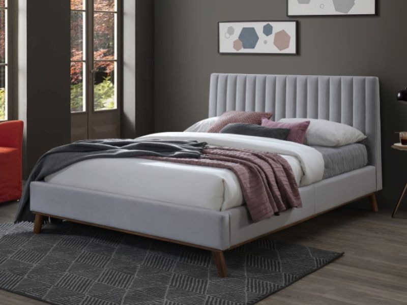 Time Living Albany 5ft Kingsize Light Grey Fabric Bed Frame