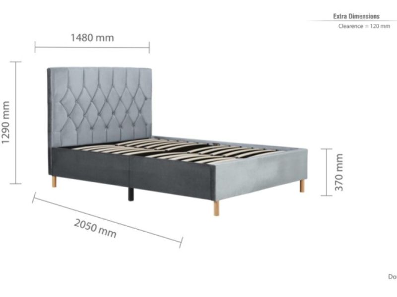 Birlea Loxley 4ft6 Double Grey Fabric Bed Frame