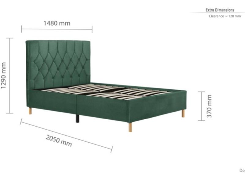 Birlea Loxley 4ft6 Double Green Fabric Bed Frame