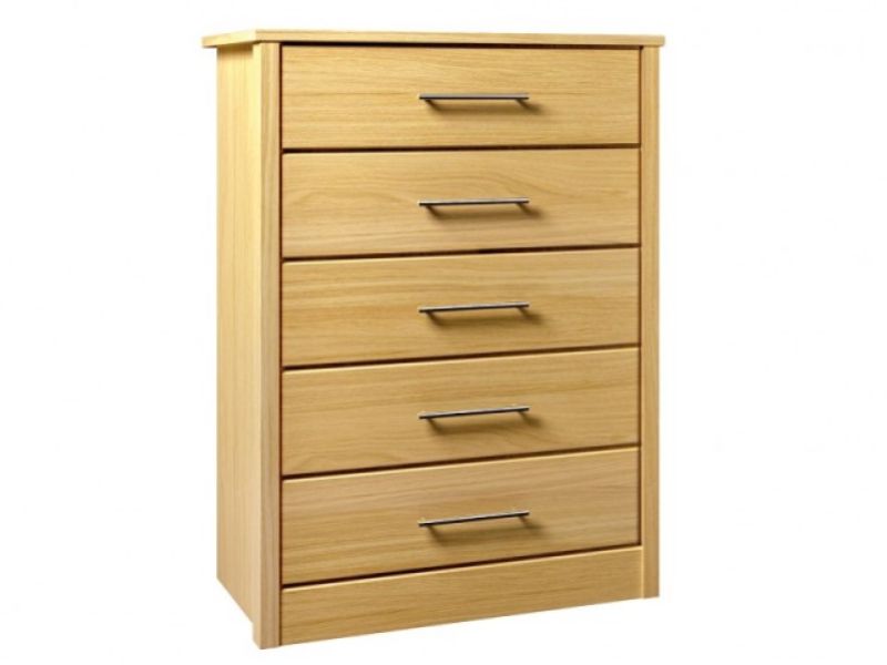 Kingstown Serena Oak 5 Drawer Wide Chest of Drawers