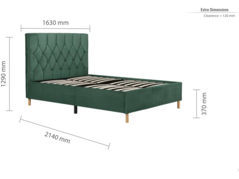 Birlea Loxley 5ft Kingsize Green Fabric Bed Frame