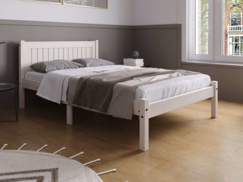 Birlea Rio 4ft6 Double White Washed Pine Wooden Bed Frame