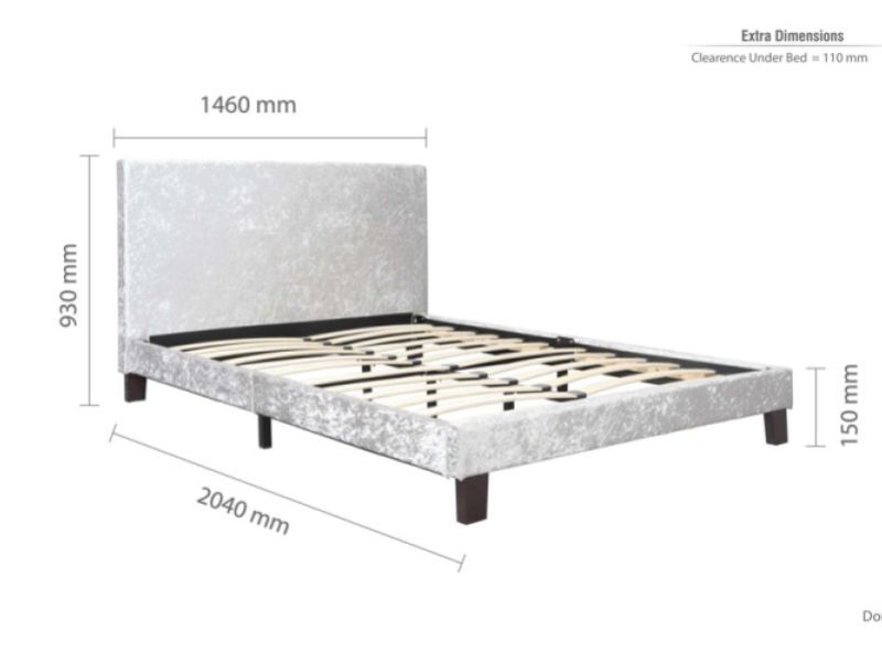 Birlea Berlin 4ft6 Double Steel Crushed Velvet Fabric Bed Frame