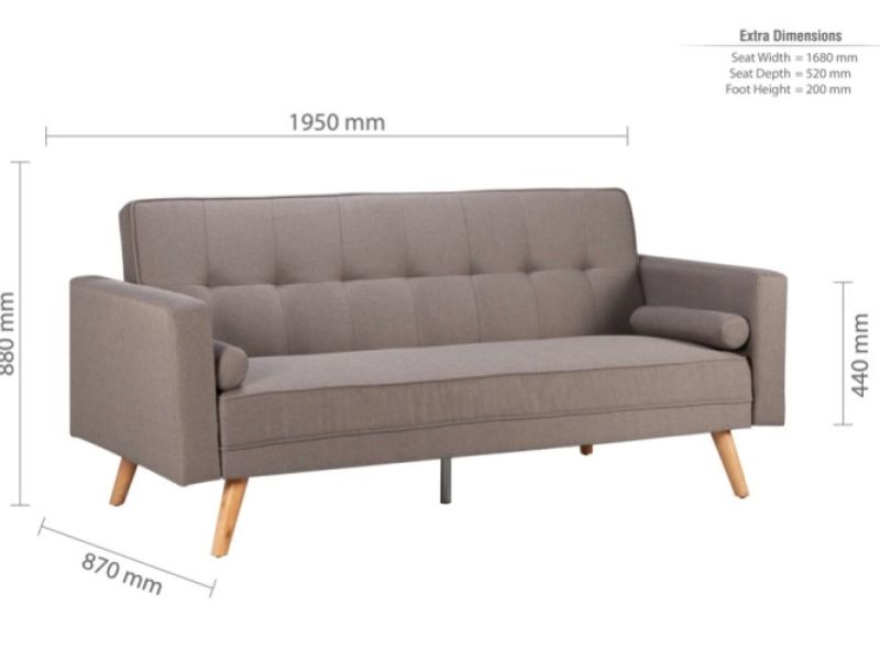 Birlea Ethan Large Grey Fabric Sofa Bed