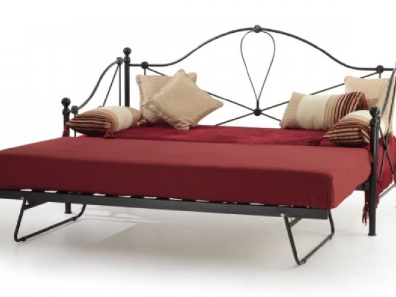 Serene Lyon 2ft6 Small Single Black Metal Day Bed With Under Bed