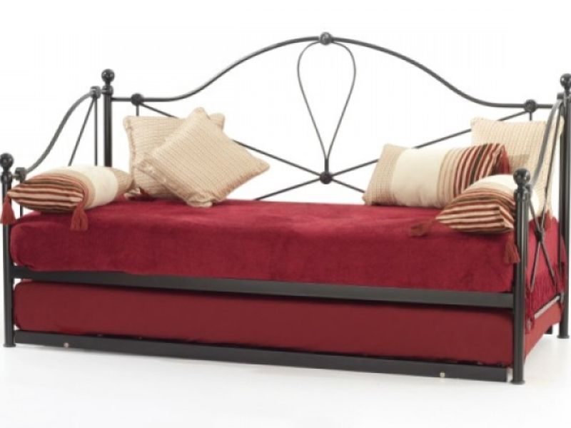 Serene Lyon 2ft6 Small Single Black Metal Day Bed With Under Bed