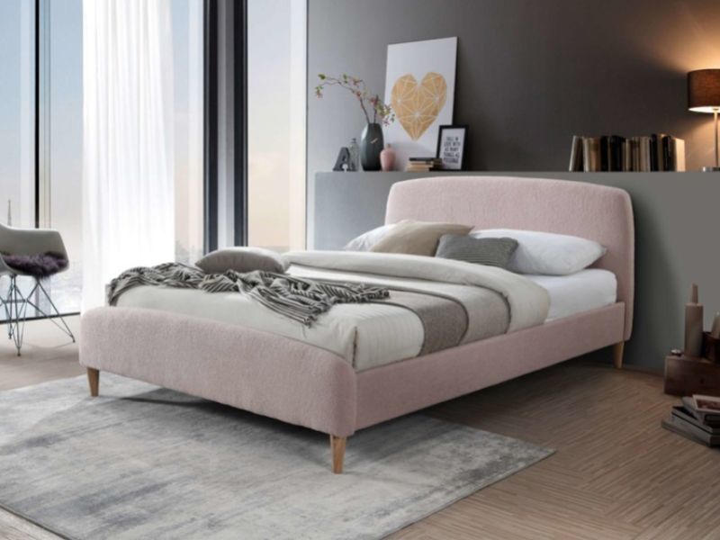 Birlea Otley 4ft6 Double Blush Pink Teddy Fabric Bed Frame