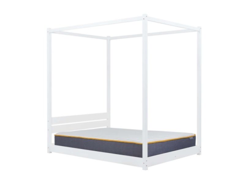 Birlea Darwin 5ft Kingsize White Wooden 4 Poster Bed Frame