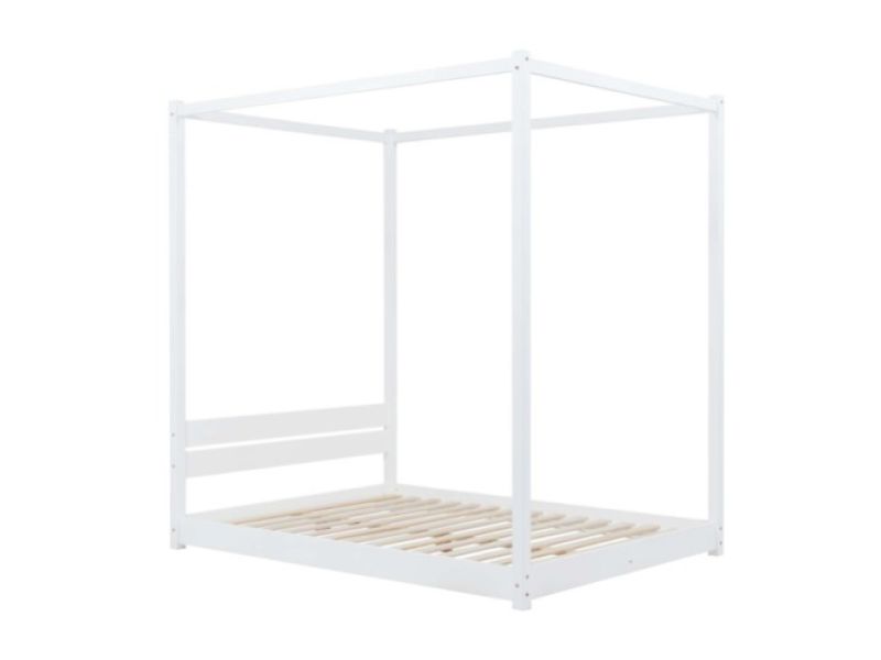 Birlea Darwin 5ft Kingsize White Wooden 4 Poster Bed Frame