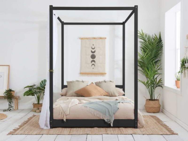 Birlea Darwin 5ft Kingsize Black Wooden 4 Poster Bed Frame