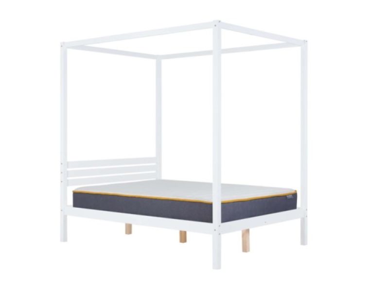 Birlea Mercia 4ft6 Double White Wooden 4 Poster Bed Frame